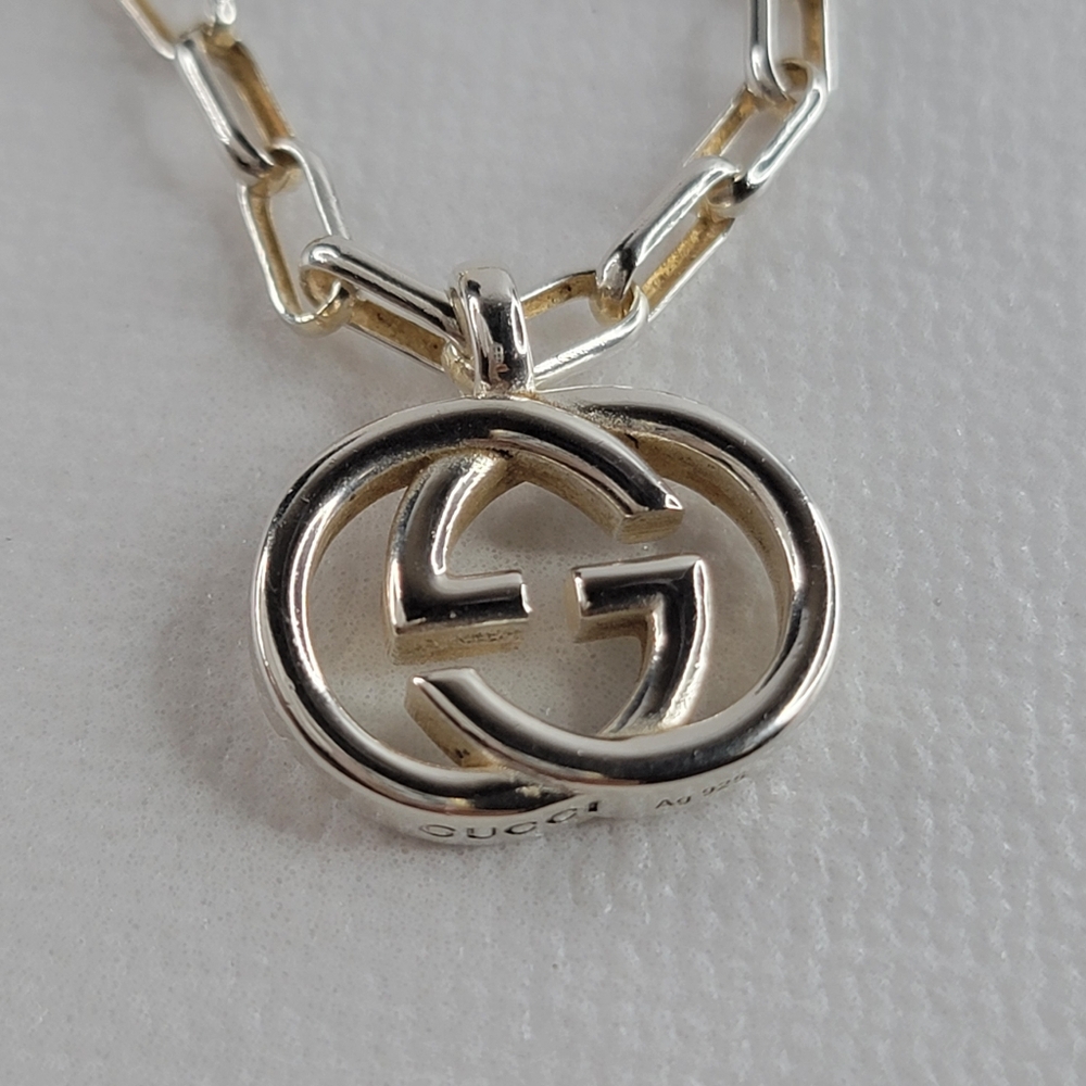 GUCCI Interlocking G Silver 925 Pendant Necklace - Picture 4 of 7